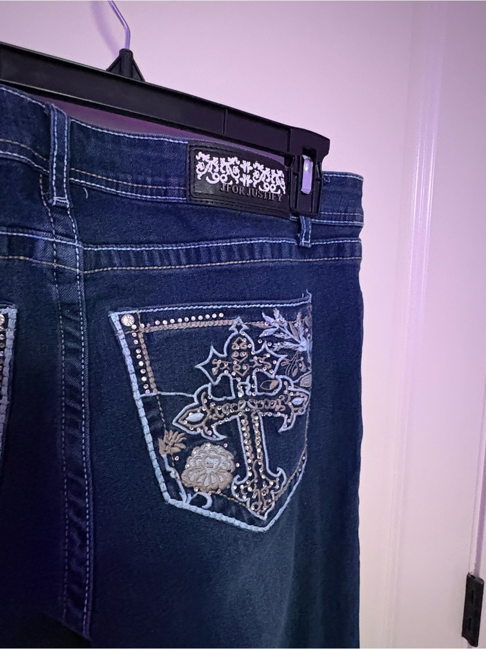 J for Justify Dark Blue Women's Bootcut Jeans - Picture 3 of 5
